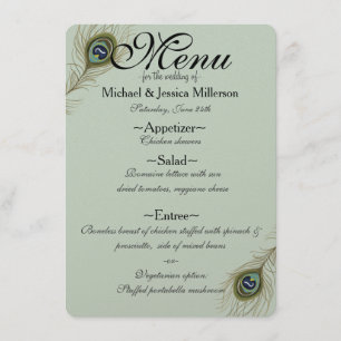 Menu Mariage Plumes Peacock Sage