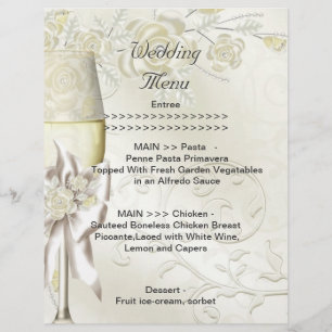 Menu mariage Programme Gold Cream Pearl Floral Ros