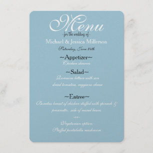 Menu Mariage Quatrefoil bleu et blanc