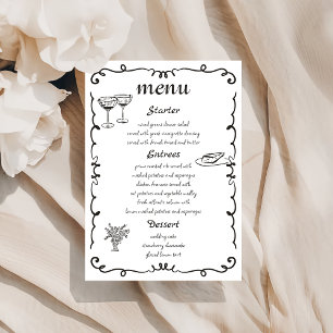 Menu Mariage Quirky Dessiné À La Main