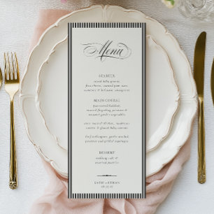 Menu Mariage rayures calligraphiées STATELY