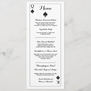 Menu Mariage Réception Jouer des cartes dès les pi