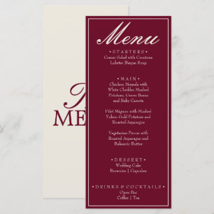 Menu Mariage rétro argenté burgundy brun argenté