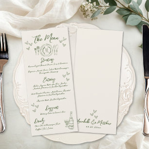 Menu Mariage Rétro Dessiné à la Main