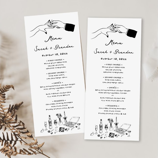 Menu Mariage rétro élégant tiré à la main (Créateur téléchargé)