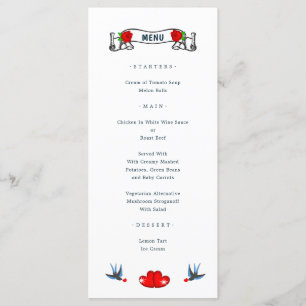 Menu Mariage Retro Rockabilly Hearts
