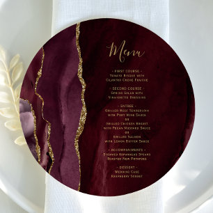 Menu Mariage Rond Agate Bourgogne Or