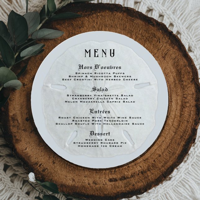 Menu Mariage rond Design Dollar Sable (Créateur téléchargé)
