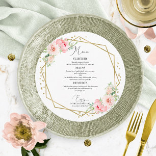 Menu Mariage Rond Élégant Floral Géométrique