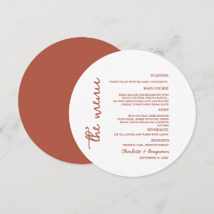Menu Mariage Rond Minimaliste En Terracotta
