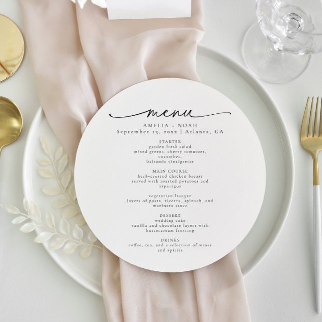 Menu Mariage ronde moderne et élégant (Créateur téléchargé)