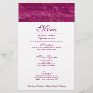 Menu Mariage rose