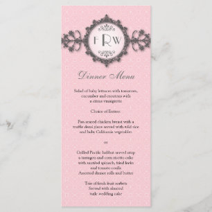 Menu Mariage rose Bande Art Déco