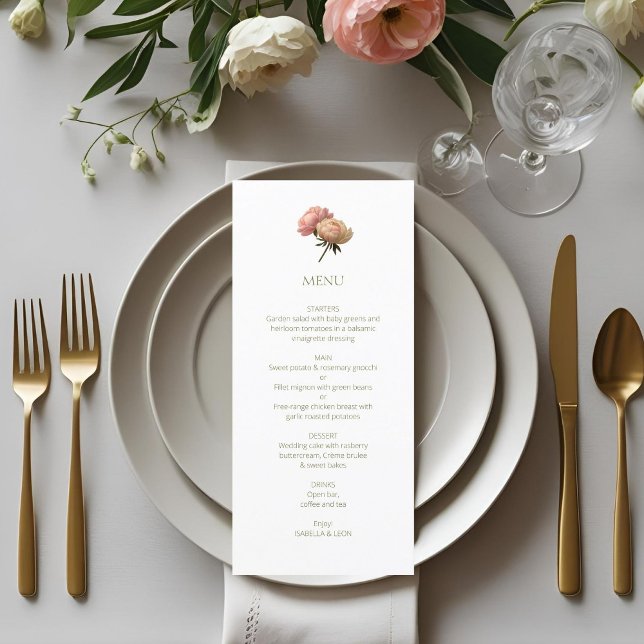 Menu Mariage Rose Chic Blanc  (Créateur téléchargé)
