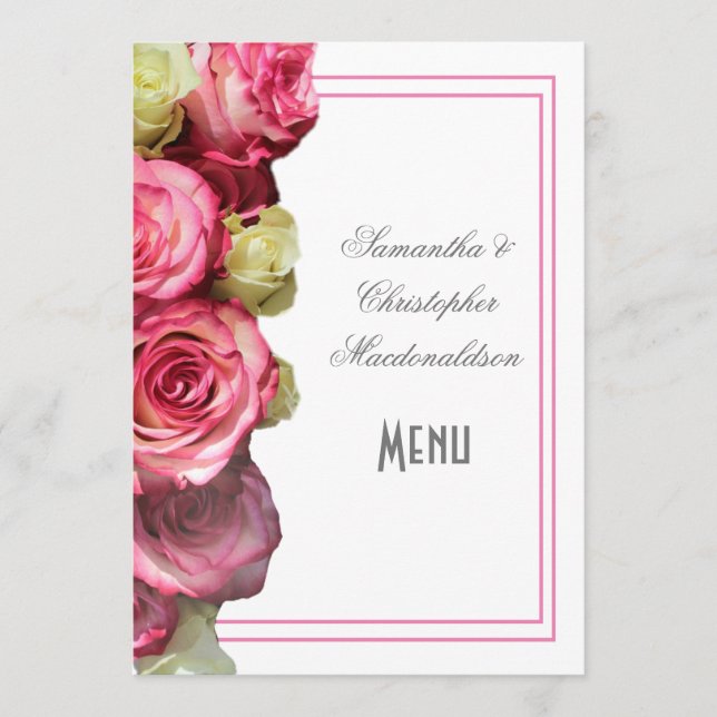 Menu mariage rose de bordure rose (Devant)