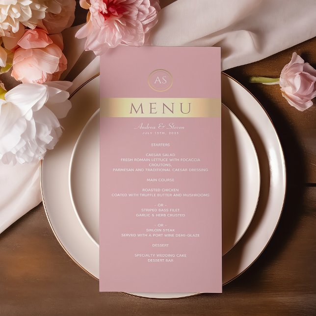 Menu Mariage Rose moderne Dusty (Créateur téléchargé)
