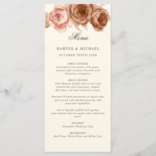 Menu mariage rose monogramme