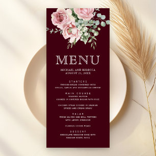 Menu Mariage Rose Poudré Floral Eucalyptus Bourgogne