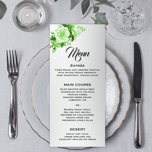 Menu Mariage Rose Silver Elegance Green (Créateur téléchargé)