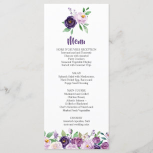 Menu Mariage Rose violet et lavande