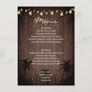 Menu Mariage rustique à la palme de bois