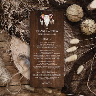Menu Mariage Rustique Antler en bois foncé