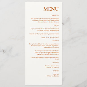 Menu Mariage rustique chic en terre cuite