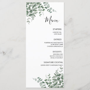 Menu Mariage Rustique de Verdure d'Eucalyptus