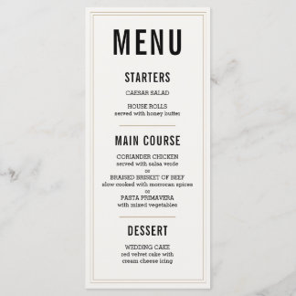 Menu Mariage rustique simple