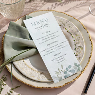 Menu Mariage Rustique Vert Sauge Eucalyptus