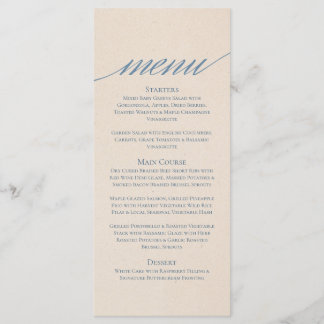 Menu Mariage Serif moderne en bleu Dusty