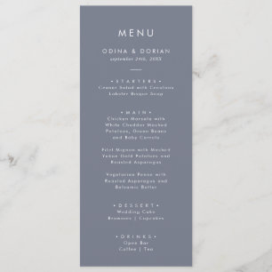 Menu Mariage Simple Ardoise Bleu Gris