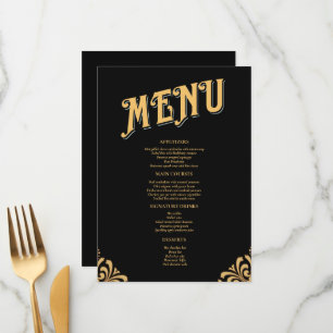 Menu Mariage simple Black and Gold Elegant