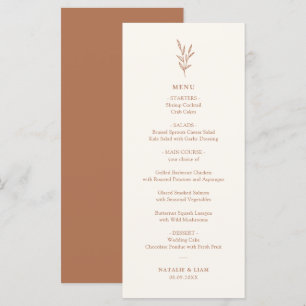 Menu Mariage simple Botanique Burnt Orange