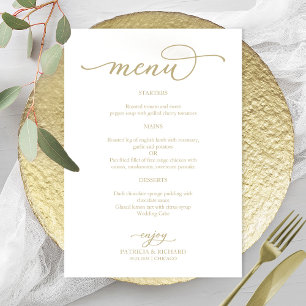 Menu Mariage Simple Elegant Gold Script