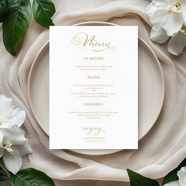Menu mariage Simple Elegant Gold Script (Créateur téléchargé)