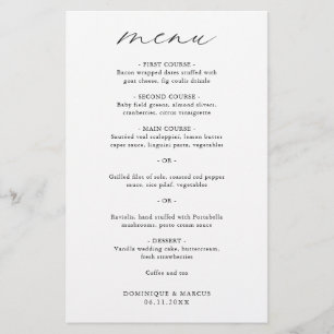 Menu Mariage simple élégant minimaliste