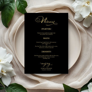 Menu mariage Simple Élégant Or Foil Et Noir
