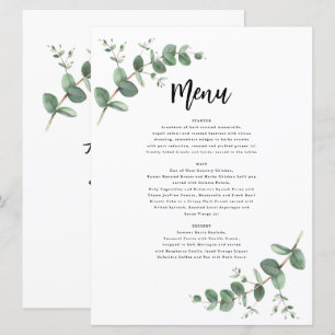 Menu Mariage simple et élégant moderne minimaliste euca
