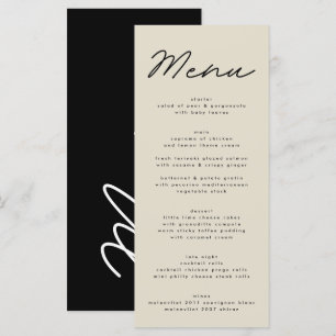 Menu Mariage simple et élégant noir & beige