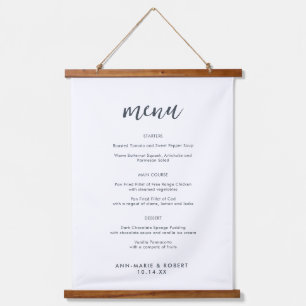 Menu Mariage simple et moderne suspendu tapisserie