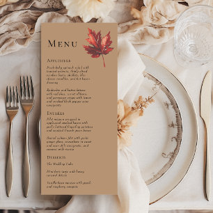 Menu Mariage Simple Minimal Terracotta de Feuille d'Aut