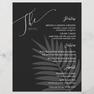 Menu Mariage simple officiel noir blanc gris