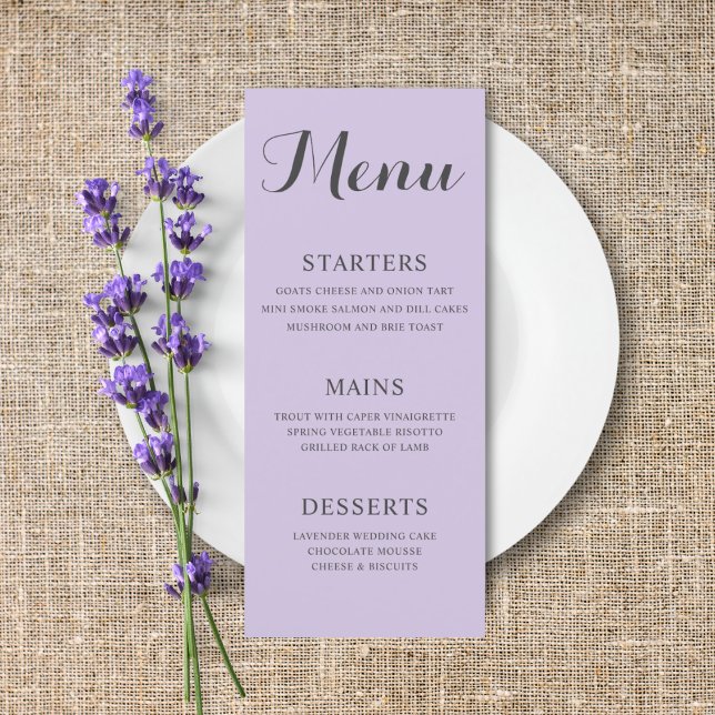 Menu Mariage simple violet (Créateur téléchargé)