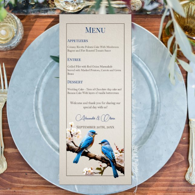 Menu Mariage Spring Bluebirds (Spring Bluebirds Wedding Menu)