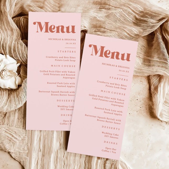 Menu Mariage Super en terre cuite et rose vierge (Créateur téléchargé)