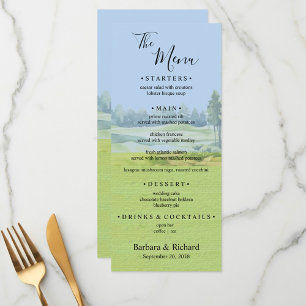 Menu Mariage sur le thème de golf à l'aquarelle personn