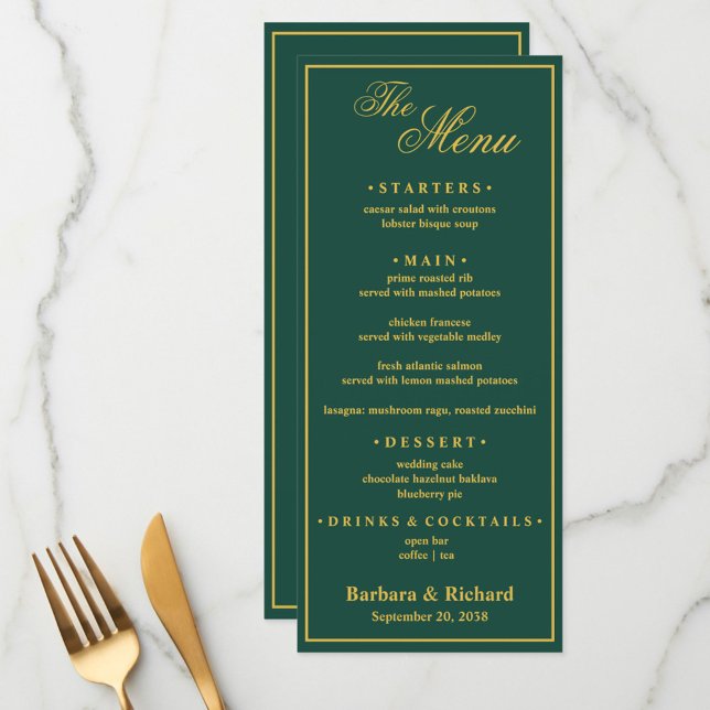 Menu Mariage sur le thème de golf avec monogramme perso (Créateur téléchargé)