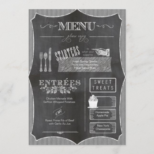 Menu Mariage tableau noir CBWX (Devant)