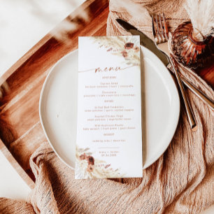 Menu Mariage Terracotta   Boho Pampas Grass